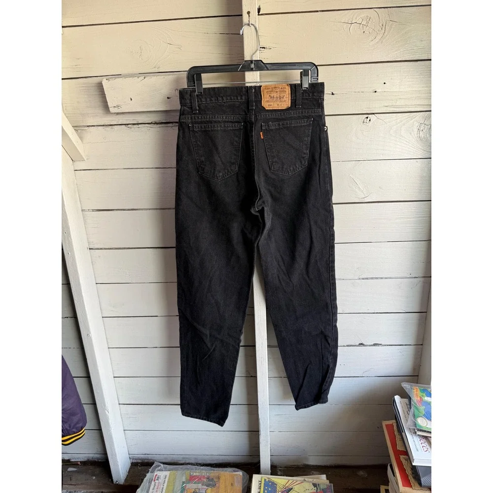 Vintage Levis 550 Orange Tab Black Jeans Made in USA Relaxed Tapered 32x34 Mens